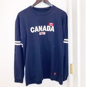 TRUE NORTH Navy CANADA 🇨🇦 Long Sleeve Crew Neck Tee SZ: Medium